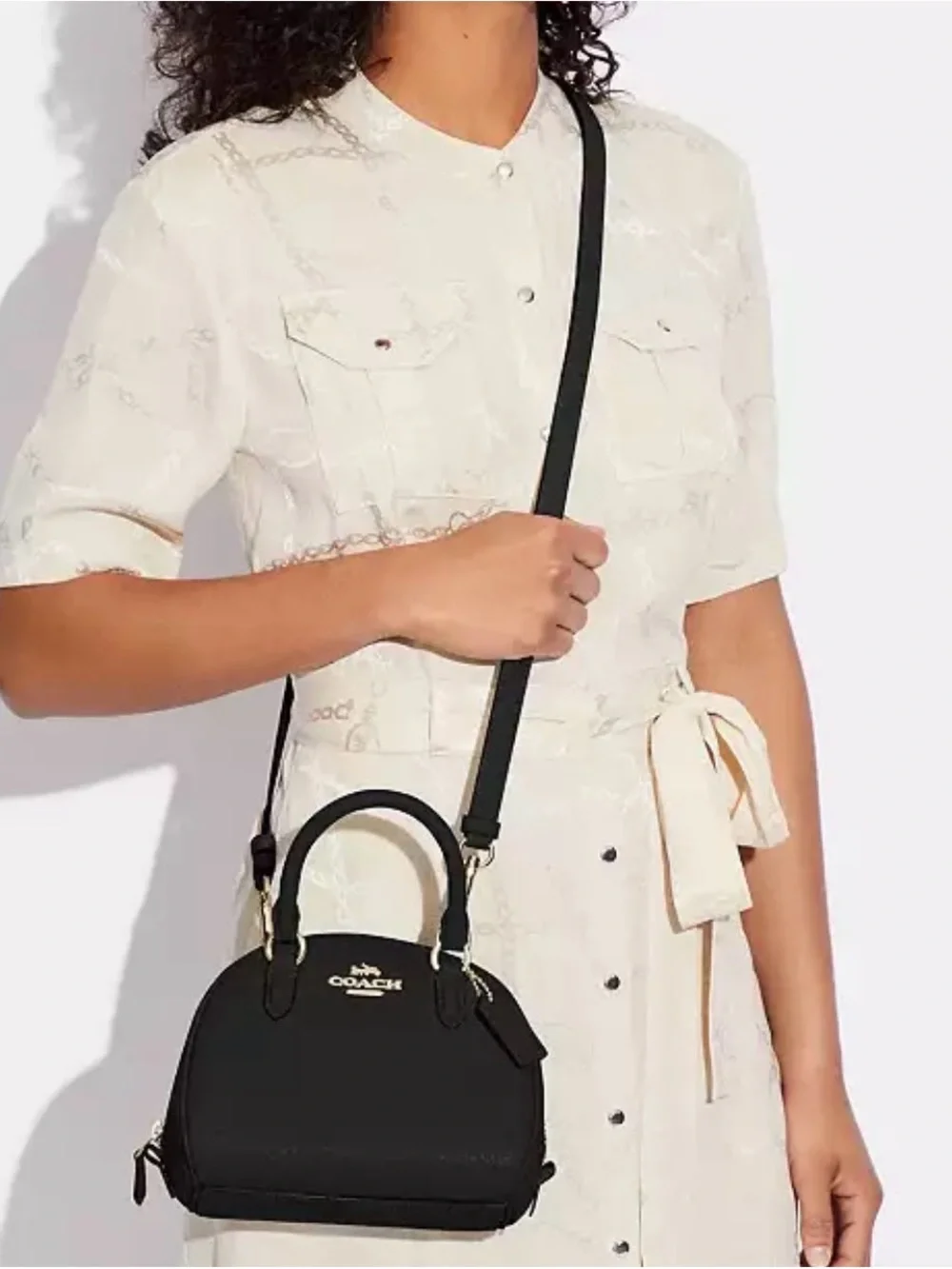 Coach Black Sydney Satchel with Gold Logo